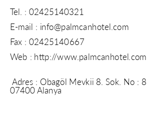Palm Can Hotel iletiim bilgileri